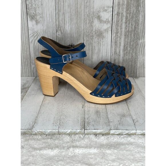 Hasbeen of Sweden Blue Woven Leather Sandals Size 41 WORN ONCE - Picture 4 of 10